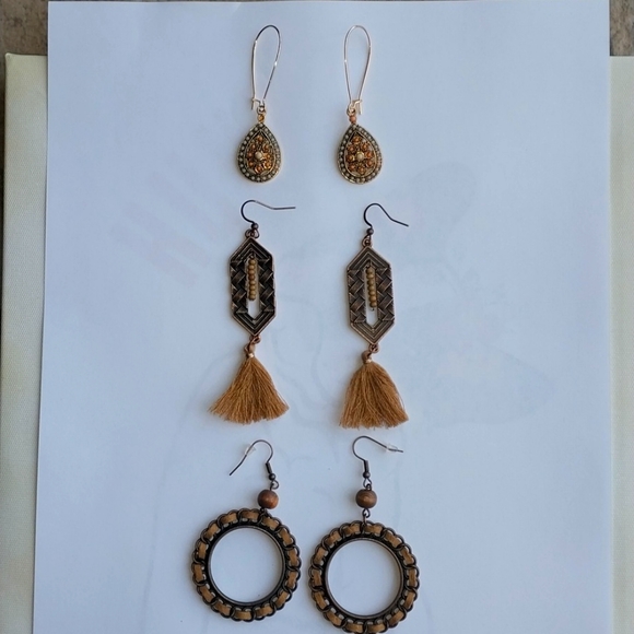 Set of 3 Ethnic Earrings. - Picture 1 of 6